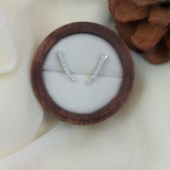 925 Silver Geometric Line Earrings - Picture 3 of 13